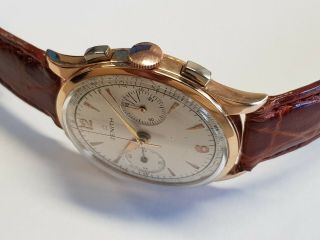 Rare Men ' s Vintage Watch Chronograph Zenith 156 Pink Gold 50 ' S 4