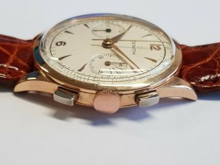 Rare Men ' s Vintage Watch Chronograph Zenith 156 Pink Gold 50 ' S 7
