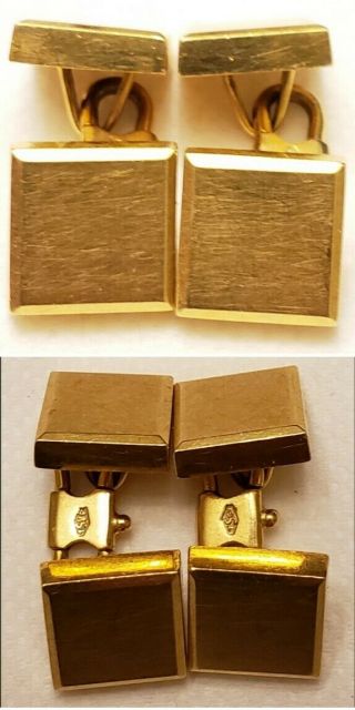 Carlo Weingrill Vintage 18k 750 Yellow Gold Square Boxed Cufflinks