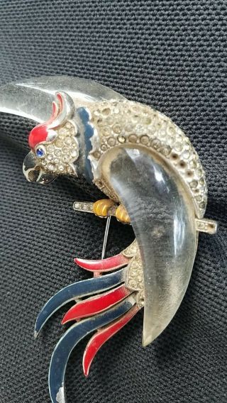 Unique and Rare Vintage Crown Stamped Trifari Parrot Brooch 7