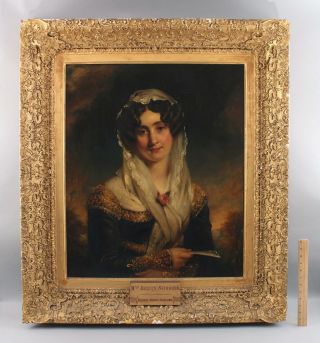 Antique George Harlow Portrait Oil Painting Of Harriet Siddons Scottish Actress