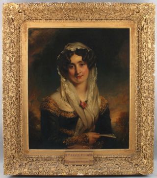 Antique GEORGE HARLOW Portrait Oil Painting of Harriet Siddons Scottish Actress 2