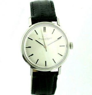 Vintage Iwc Stainless Steel 35mm Case Hand Winding Leather Wrist Watch