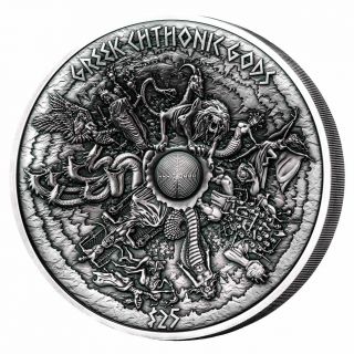 Samoa 2017 25$ Greek Chthonic Gods 1kg Antique Finish Silver Coin