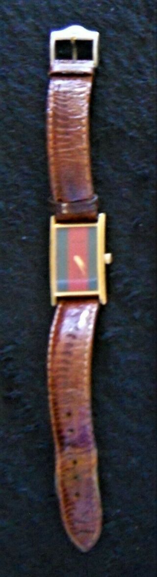 Vintage Gucci Watch Reptile Band Red Green Striped Men 