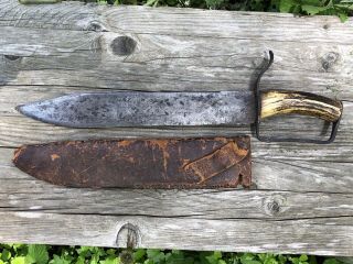 Civil War Confederate D Guard Bowie Knife W/ Sheath & History Rare