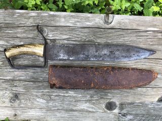 Civil War Confederate D Guard Bowie Knife w/ Sheath & History RARE 3