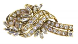 Vintage heavy 18K gold elegant 2.  50CTW VS1/G diamond cluster ribbon earrings 4