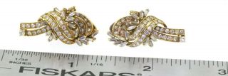 Vintage heavy 18K gold elegant 2.  50CTW VS1/G diamond cluster ribbon earrings 5