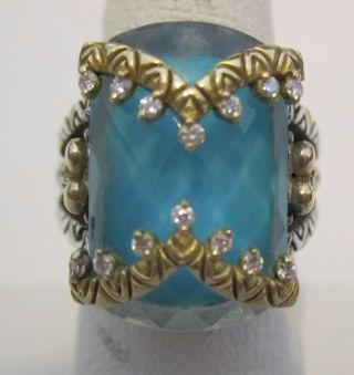 Barbara Bixby 18kt 925 Sterling Silver Diamond & Blue Jyoti Ring Rare Nr