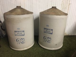ANTIQUE RED WING POTTERY 25 Gallon Crocks,  RARE 30” Tall Planter Funnel Bottom 3