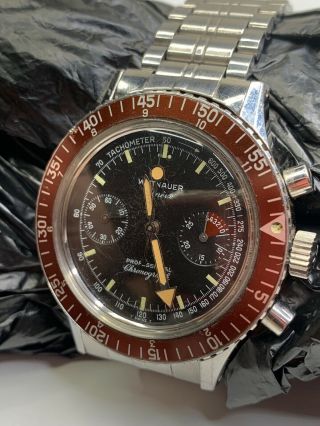 Wittnauer Professional Chronograph Vintage Diver Stainless Steel SS Swiss Watch 2