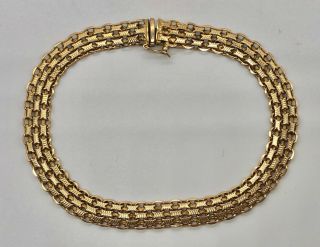 Vintage 14k Yellow Gold 8.  25 " Link Bracelet - - Made In Italy