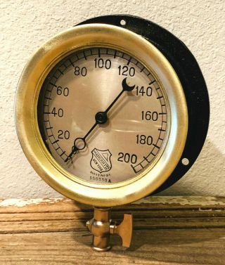 Large 6 " Vintage Ashcroft Brass Steam Pressure Gauge,  Antique,  Steampunk,  Water