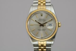 Rolex Datejust Stainless Steel & 18k Gold Vintage 36mm Watch 16013 Jubilee