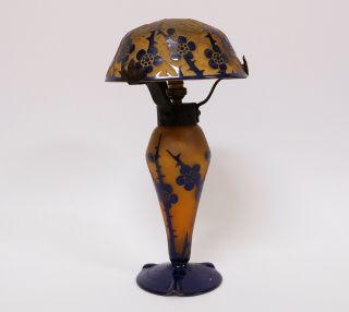 French Schneider Le Verre Français Art Nouveau Acid - Etched Glass Table Lamp