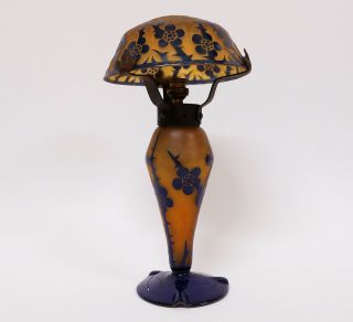 French Schneider Le Verre Français Art Nouveau Acid - Etched Glass Table Lamp 4