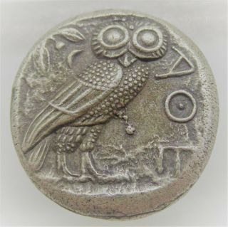 Ancient Greek Silver Tetradrachm Coin Athena Attica Owl Athens 500bc 16.  98grams