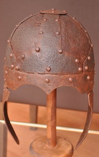 Byzantine roman iron helmet.  Segment / frame helmet (Spangenhelm). 11
