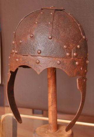 Byzantine roman iron helmet.  Segment / frame helmet (Spangenhelm). 12