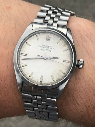 Rare 1969 Rolex Air King Oyster 1002 Stainless Steel Ss Automatic Wrist Watch