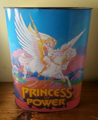 Very Rare Vintage She - Ra Princess Of Power Metal Chein Co Trashcan