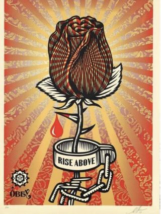 Obey Shepard Fairey Rose Shackle Rise Above Large Format 30x41 " Rare Print.