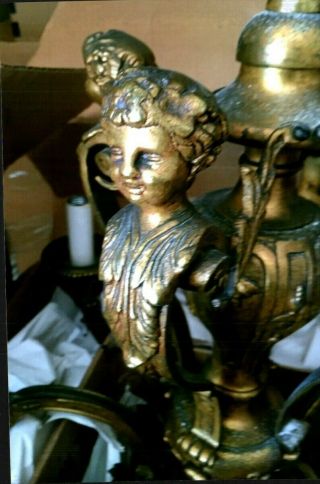 Precious bronze antique chandelier was bought in 1942 after WWII in Belgium. 3