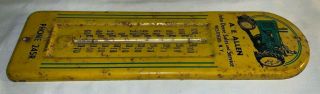 ANTIQUE JOHN DEERE TIN LITHO THERMOMETER SIGN VINTAGE TRACTOR WESTFIELD NY FARM 3