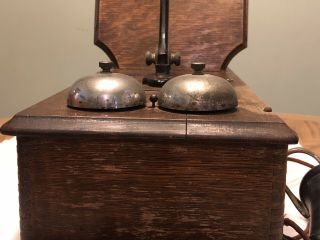 Vintage Antique Kellogg Hand Crank Wall Telephone Phone Wood Case 3