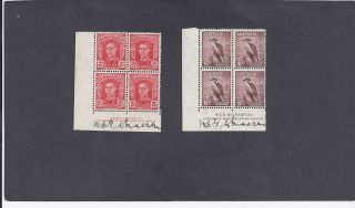 Scott 173 1942 Rare Signed By Printer - W C G Mccracken Imprint Blocks - W/letter