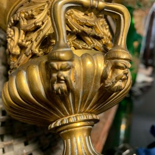c.  1820 French Restauration Gold Gilt Medici Style Ormolu Mantle Urns or Vases 5