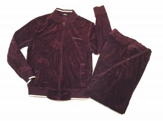 Vtg 90’s Sean John Velour Track Suit Jacket & Pants Mens Burgundy Large Rare H1