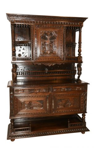 Attractive Antique French Breton Cabinet,  Turn of the Century,  Oak 2