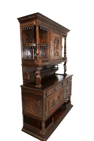 Attractive Antique French Breton Cabinet,  Turn of the Century,  Oak 3