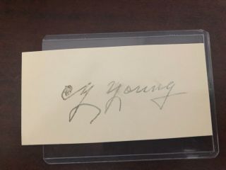 Cy Young Signed Autographed Vintage Baseball Cut 1950 Hof Auto Babe Ruth Era
