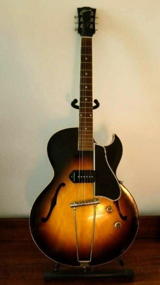 Vintage 1955 Gibson Es 225t 6 String Sunburst Electric Guitar W/ Case