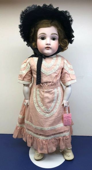 22” Antique Kestner 154 Bisque Head Shoulders On Kid Body Adorable German Doll S