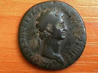 Bronze Coin Of Nerva 96 - 98 Ad Ae As " Clasped Hands " Ancient Roman Coin