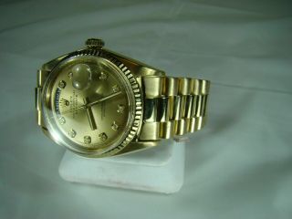 Vintage Rolex Day - Date President 18k Yg Watch Ref 1811 Champagne Diamond Dial