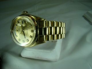 Vintage Rolex Day - Date President 18K YG Watch Ref 1811 Champagne Diamond Dial 4