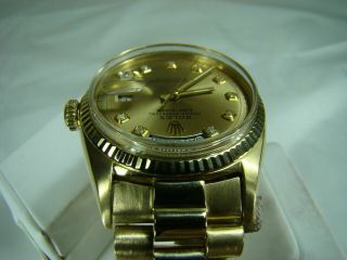 Vintage Rolex Day - Date President 18K YG Watch Ref 1811 Champagne Diamond Dial 6