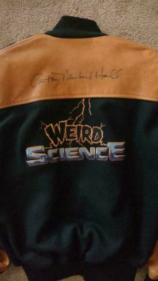 " Weird Science " Vintage Film Crew Jacket Autographed Anthony Michael - Hall Rare