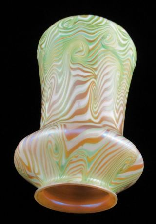 Rare QUEZAL Art Glass Lamp Shade GREEN KING TUT Décor Signed ca 1902 Tiffany Era 4