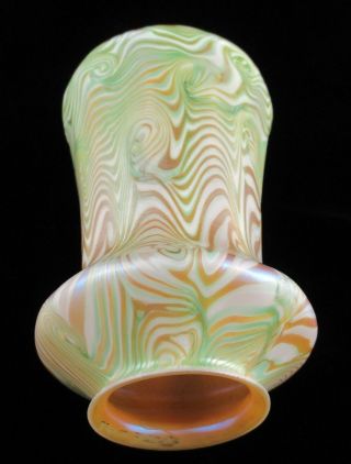Rare QUEZAL Art Glass Lamp Shade GREEN KING TUT Décor Signed ca 1902 Tiffany Era 5