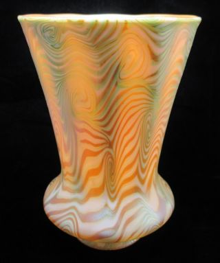 Rare QUEZAL Art Glass Lamp Shade GREEN KING TUT Décor Signed ca 1902 Tiffany Era 8
