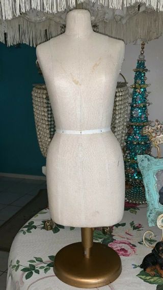 Vtg Half Scale Female Body Dress Form Table Top Display Adjustable 21” To 35”