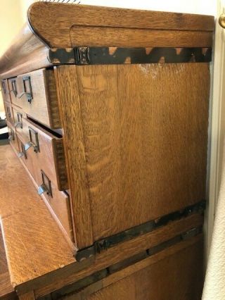 Antique Lawyer ' s Barrister Bookcase Display Oak Cabinet Craftsman 2