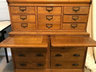 Antique Lawyer ' s Barrister Bookcase Display Oak Cabinet Craftsman 3