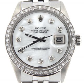 Rolex Datejust Mens Stainless Steel W/ White Mop Diamond & Jubilee Band